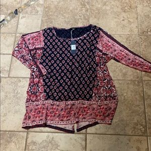 Lucky Brand blue and red blouse Lg